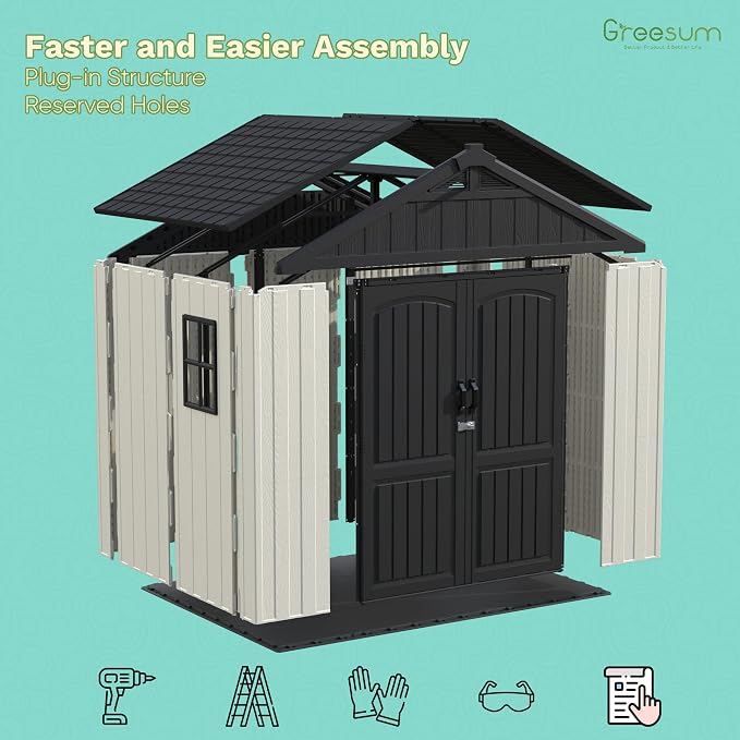 Greesum 8×6 FT Plastic Outdoor Storage Shed - Image 6