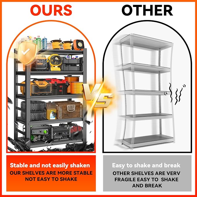 55''H Garage Shelving 2400LBS Heavy Duty Shelving Units, Garage Storage Shelves - Image 9