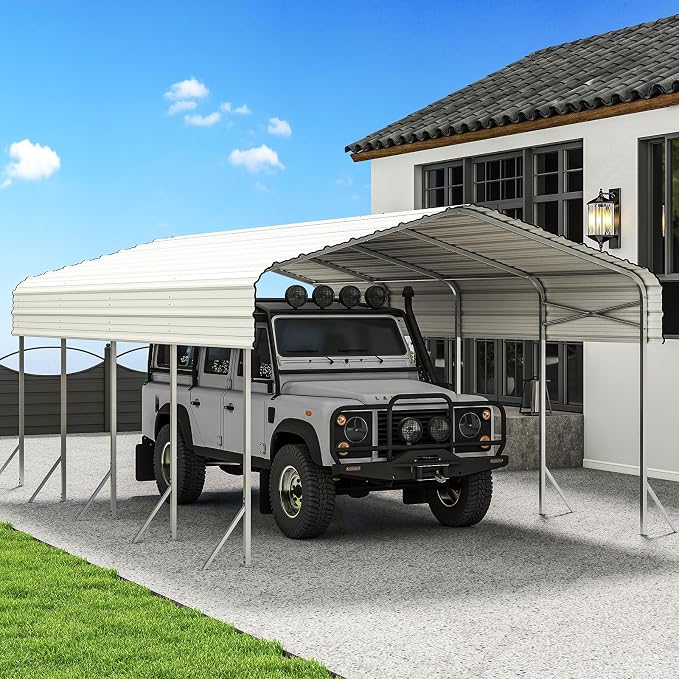 12x20' Heavy Duty Metal Carport – Sturdy Structure, All-Weather Protection by dgedby