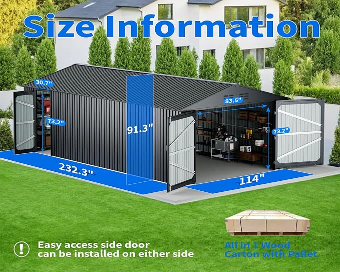10x20 Metal Shed, Metal Garage Building - Image 5