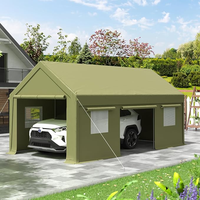 12x20 FT Carport, Heavy Duty Carport, Portable Garage by AirWire