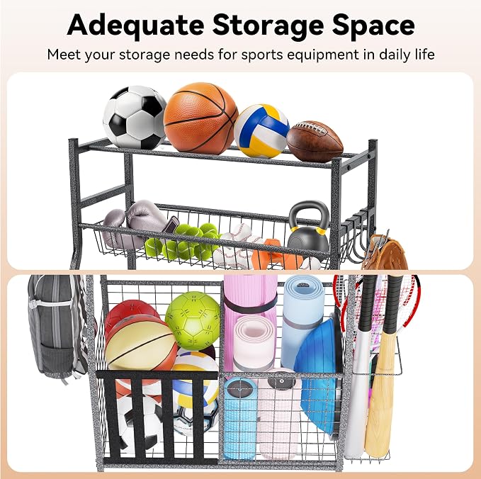 HOMREST Sports Equipment Storage, Ball Storage, Ball Holder, Garage Sports - Image 3