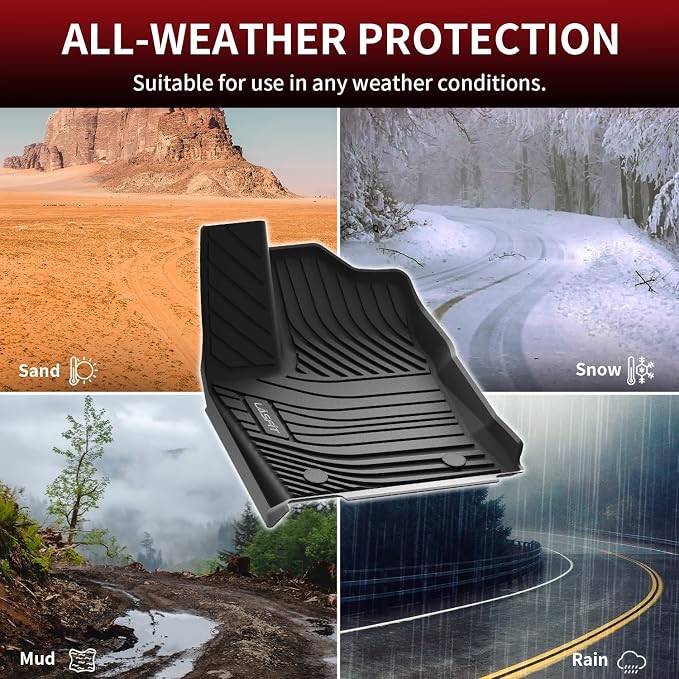 LASFIT Floor Mats for Toyota Tundra 2022-2024 2025 CrewMax Cab, All Weather - Image 7
