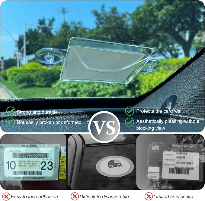 1 Pack Parking Permit Holder for Car Windshield, Acrylic Pass Holder - Image 5