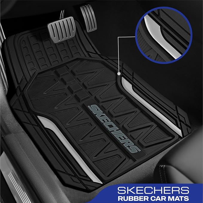Skechers Heavy Duty Rubber Car Mats Full Set, All Weather Floor Mats, - Image 2