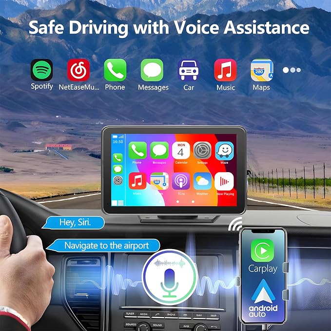 Portable Carplay Screen for Car, HD Backup Camera, GPS Navigation, Mirror Link - Image 3