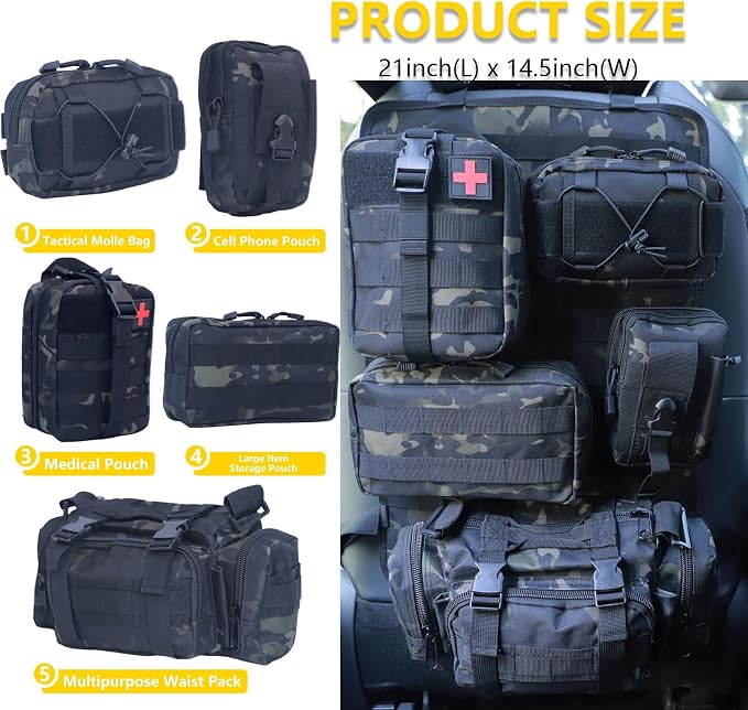 Universal Tactical Seat ​Back Organizer Vehicle Molle Panel Organizer Storage - Image 2