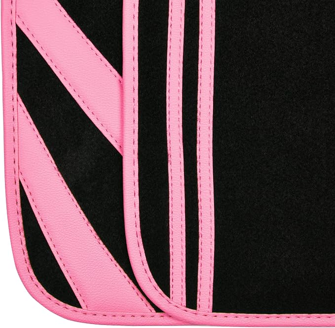 CAR PASS Pink Edge Faux Leather Car Floor Mats Universal Car Carpet Mats - Image 9