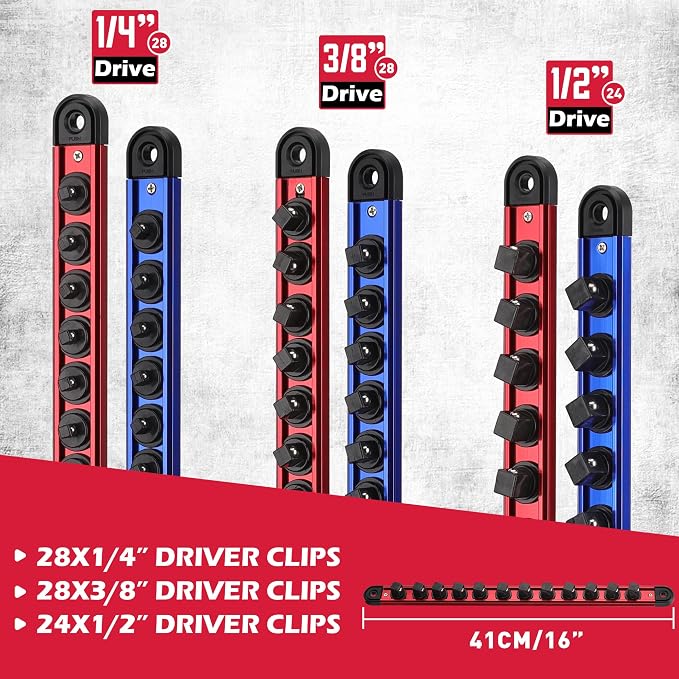 Magnetic Socket Holder Organizer Set: 6-Piece Detachable 1/4, 1/2 Socket Trays - Image 7