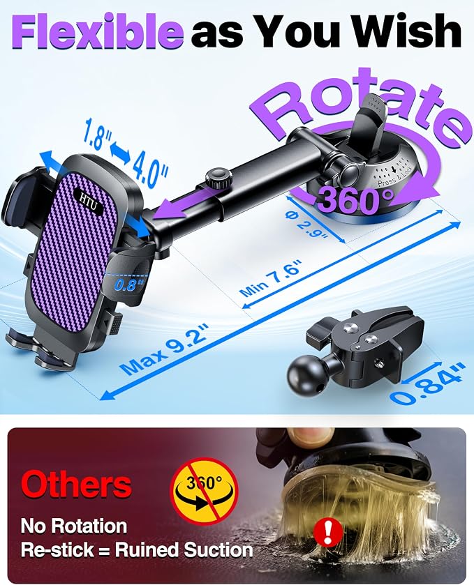 HTU 2025 Best Car Phone Holder 【Ultimate 5-in-1 & Upgraded 100+LBS Strongest - Image 8