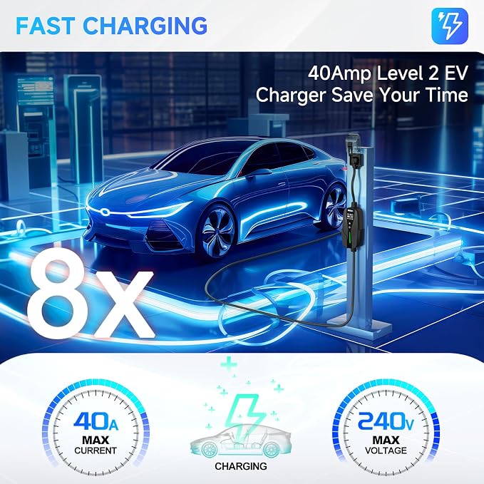 Level 2 EV Charger, 40Amp Electric Car Chargers 25FT Cable - Image 2