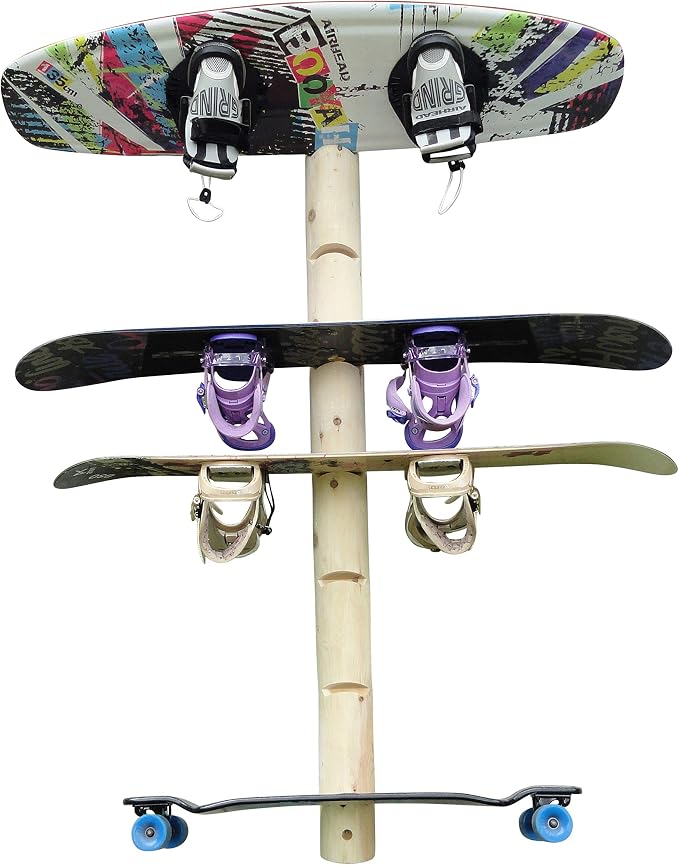 7-Place Wall-Mounted Snowboard Log Rack, Wakeboard Racks, Skateboard Holder - Image 5
