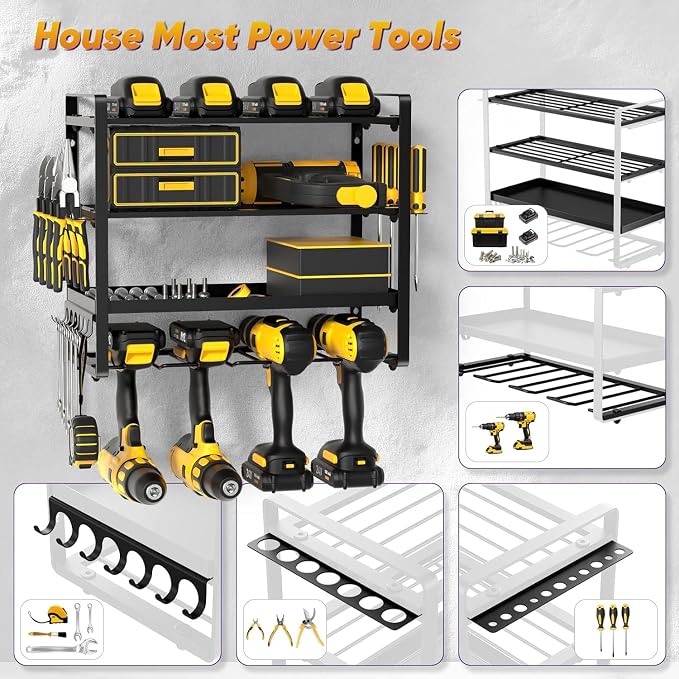 Power Tool Organizer Wall Mount, Heavy Duty Drill Holder, Garage Tool Organizer - Image 3