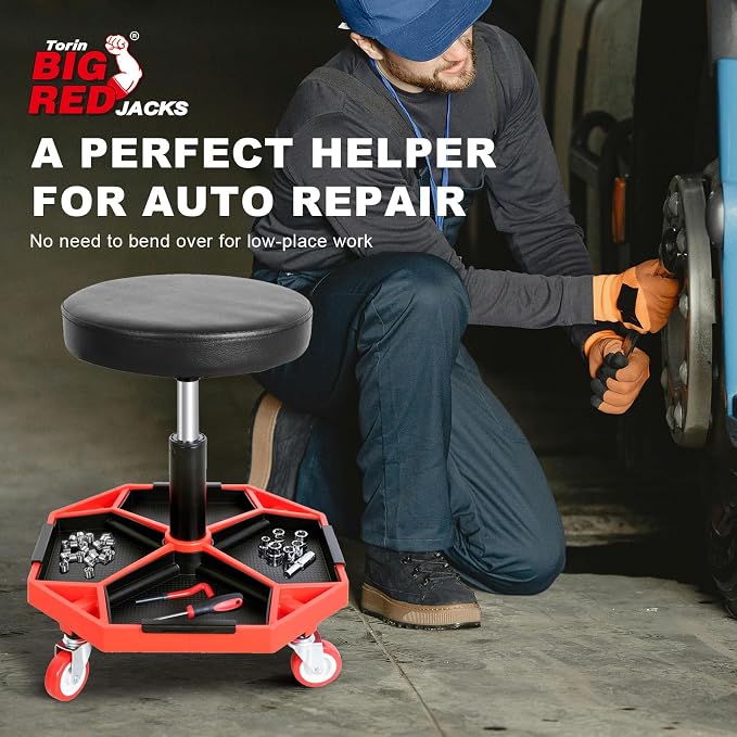 Torin ATRXF8308B Pneumatic Mechanic Stool/Rolling Shop Creeper Seat - Image 3