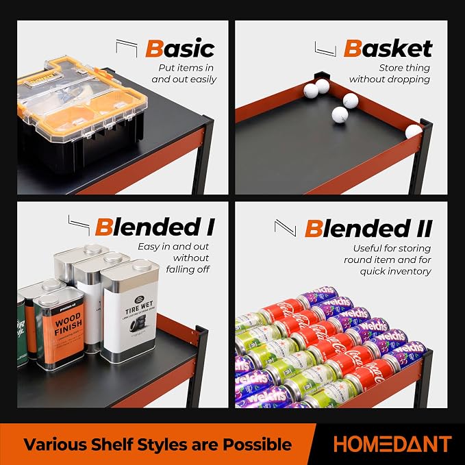 HOMEDANT House 5-Tier Orange-Black 48.1" W x 16.5" D x 71.3" H Laminated Metal - Image 6