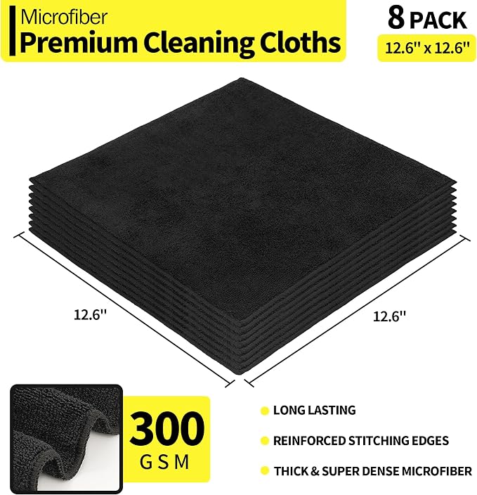 HOMERHYME Premium Microfiber Cleaning Cloth, 8 Pack, 12.6" x 12.6" Cleaning - Image 2