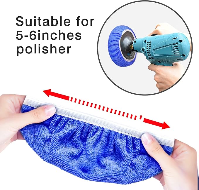 5 to 6 Inch Car Polisher Pad Bonnet, 10*Microfiber+5*Woollen - Image 2
