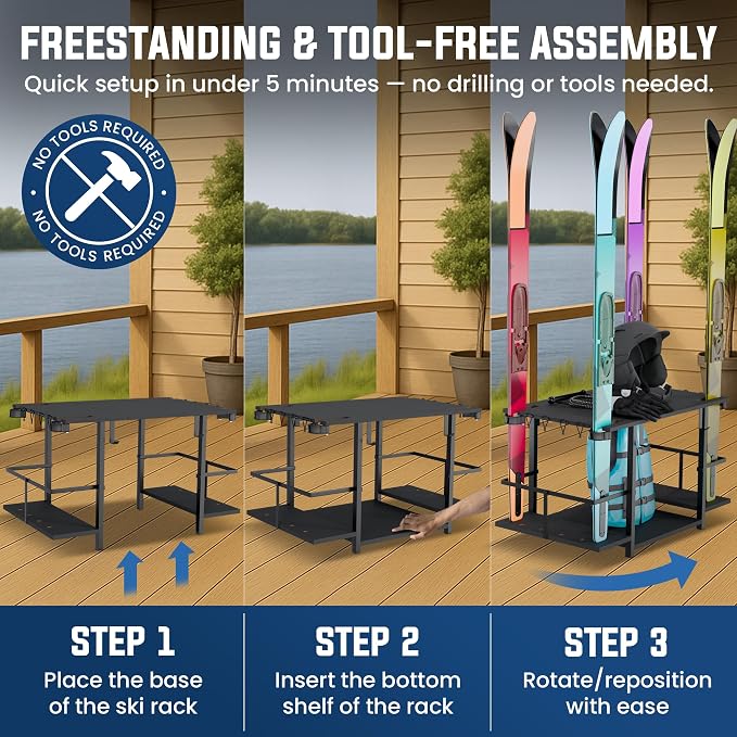 Water Ski Storage Rack – Garage Ski Rack Freestanding Organizer - Image 4