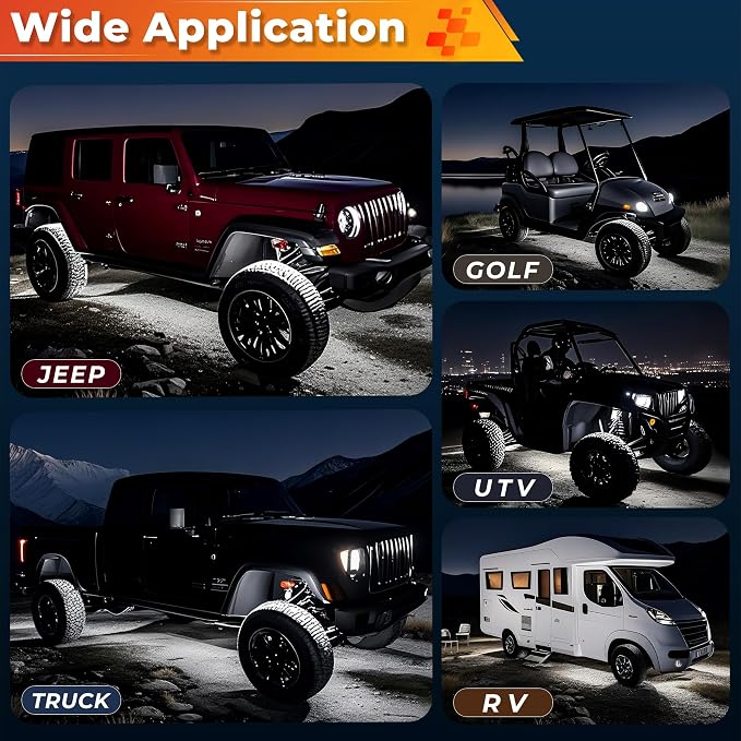 30 Pods Pure White LED Rock Lights Kit - Image 6