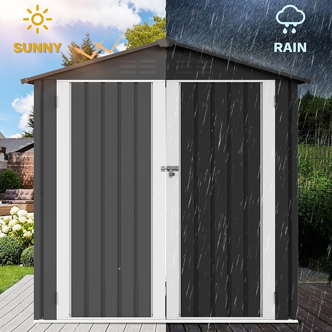 DWVO 6x4ft Storage Shed for Outdoors, Metal Sturdy Weatherproof Tool Locker - Image 4