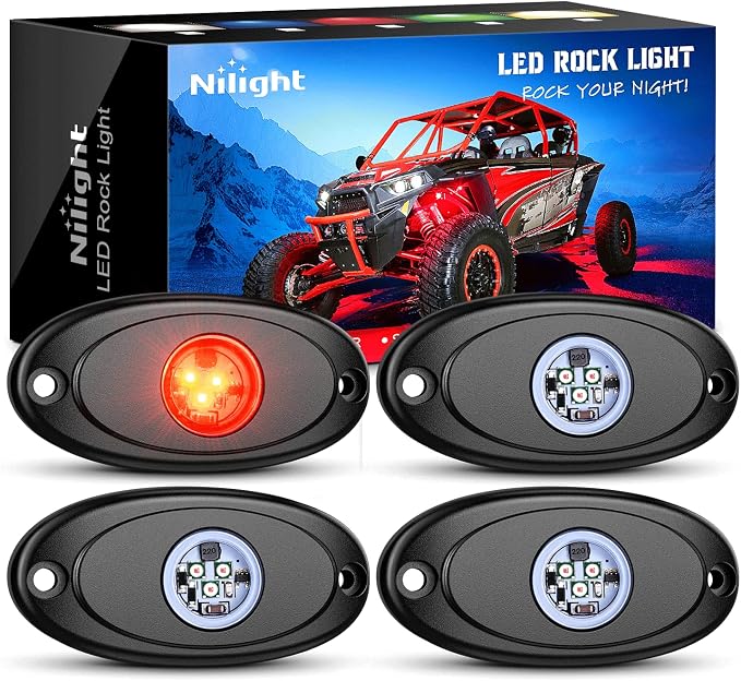 Nilight LED Rock Light 4PCS Underglow Wheel Well Pods Waterproof Exterior by Nilight