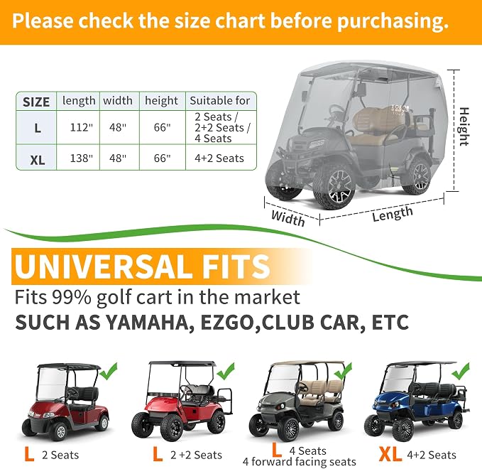 10L0L Heavy Duty Golf Cart Cover - Image 6