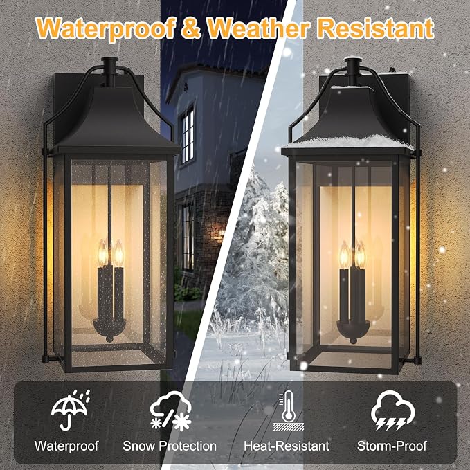 - Dusk to Dawn Outdoor Wall Light, Large Size Waterproof Patio - Image 9