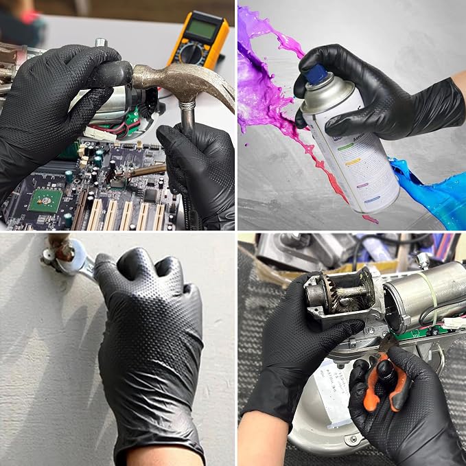 TitanFlex Thor Grip Heavy Duty Black Industrial Nitrile Gloves - Image 6