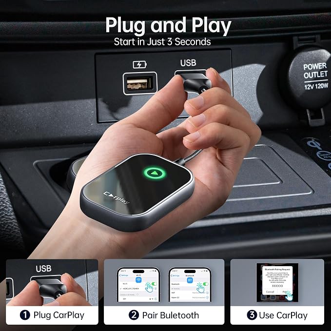 Wireless CarPlay Adapter for iPhone, Converts Wired to Wireless CarPlay Dongle - Image 3