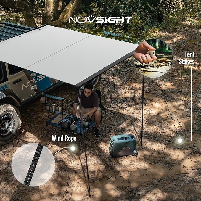 NOVSIGHT Car Side Off Road Awning 8.2 x 10ft, Waterproof Pull-Out - Image 5