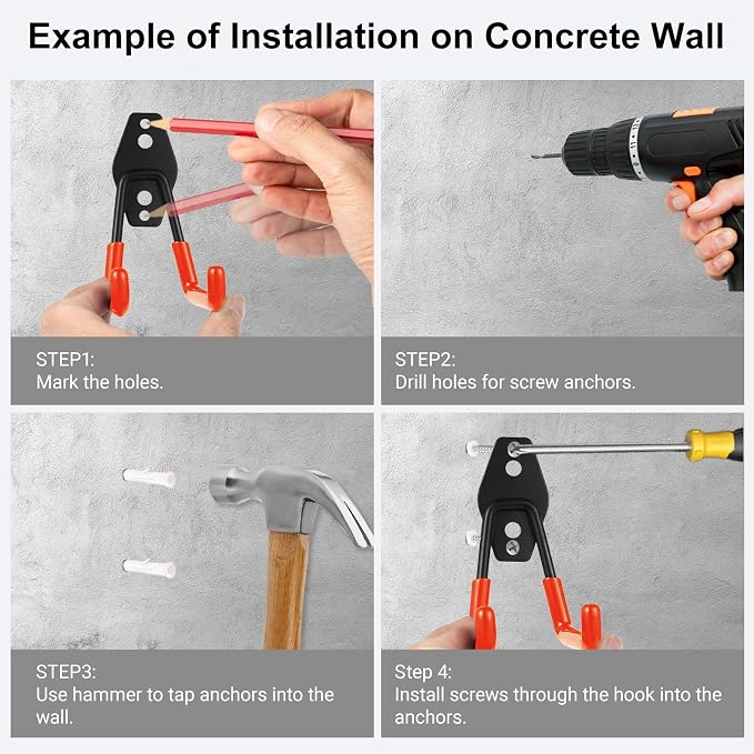 Steel Garage Hooks Wall Tool Organizer, 8 Pack Garage Storage Hook Heavy Duty - Image 4