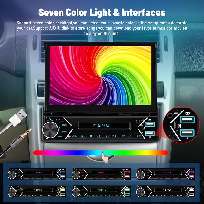 Single Din Car Stereo with Wireless Carplay and Android Auto - Image 7