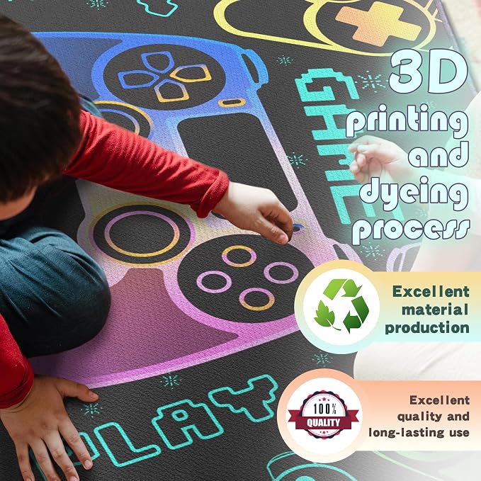 Play Gaming Rug for Bedroom Gamer Mat Gamepad for Boys Room 3x4 for Playroom - Image 6