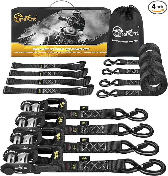 4Pcs 1.6”x16ft Heavy Duty Ratchet Straps by Onesnt