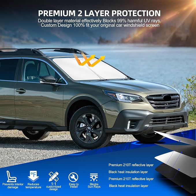 Windshield Sun Shade for S-ubaru Outback 2020-2025 Foldable Sunshade Custom Fit - Image 3