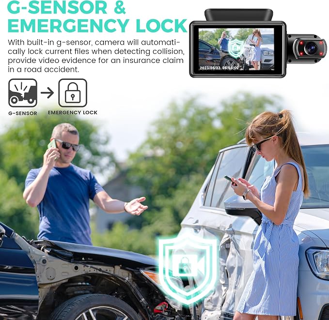 Dual Dash Camera for Cars, Dash Cam Front and Inside, 1440P Dashcam Front + - Image 4