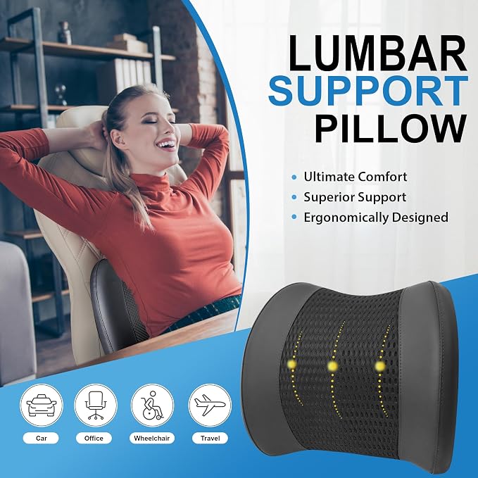 Memory Foam Lumbar Support Cushion Relieves Lower Back Pain Car Seat Office - Image 2