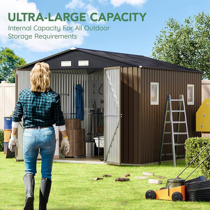 10X10X7.5 FT Outdoor Steel Storage Shed - Image 4
