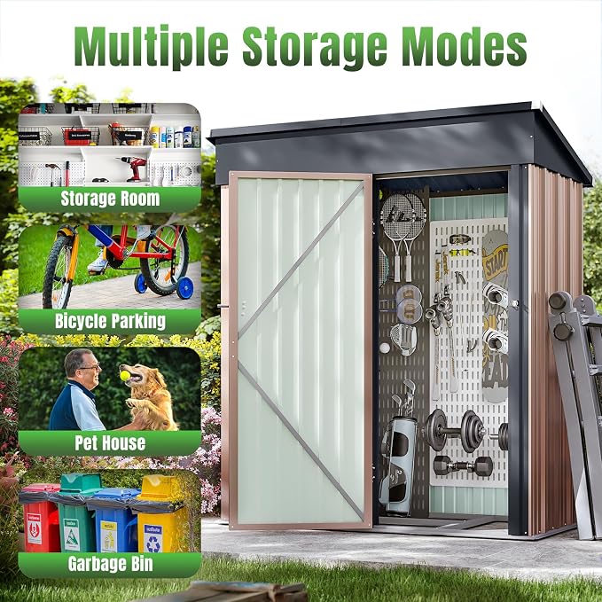 Aoxun 5'x3' Outdoor Storage Shed - Image 6