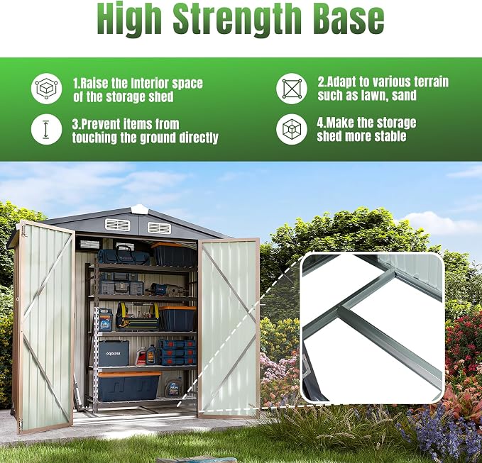 Aoxun 6'x4' Outdoor Storage Shed - Image 2