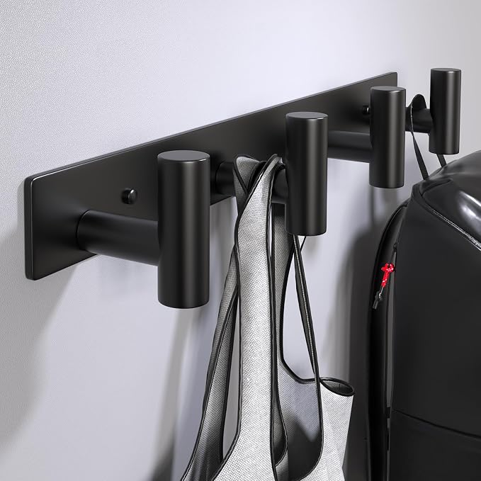 Coat Rack Wall Mounted with 4 Hooks, Wall Hooks - Image 3