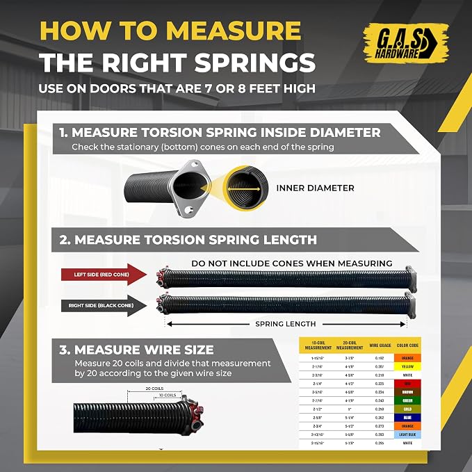 Garage Door Torsion Spring 262x1.75x38 Includes 1” Steel Bearing, Non-Slip - Image 7