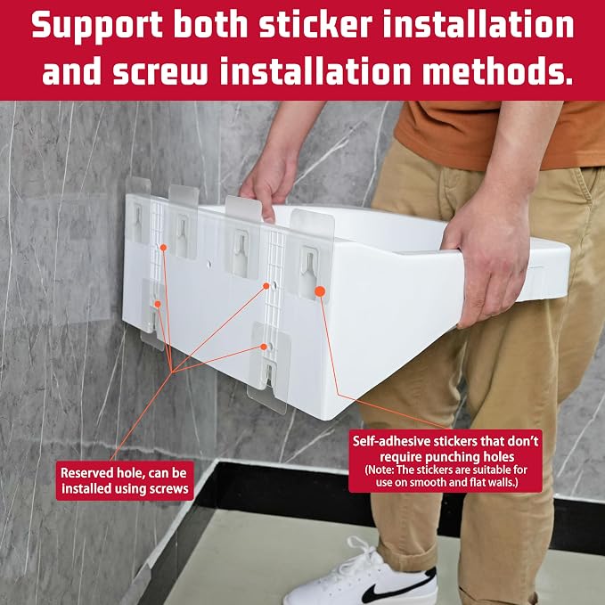 Wall Mount Bathroom Sink 19.7*15.3 No-Drill Installation Self-Adhesive Wash - Image 2