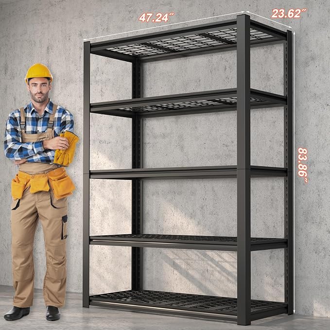 Garage Shelf, Heavy Duty Storage Rack Load 3000lb, 5-Tier Metal Garage Shelving - Image 2
