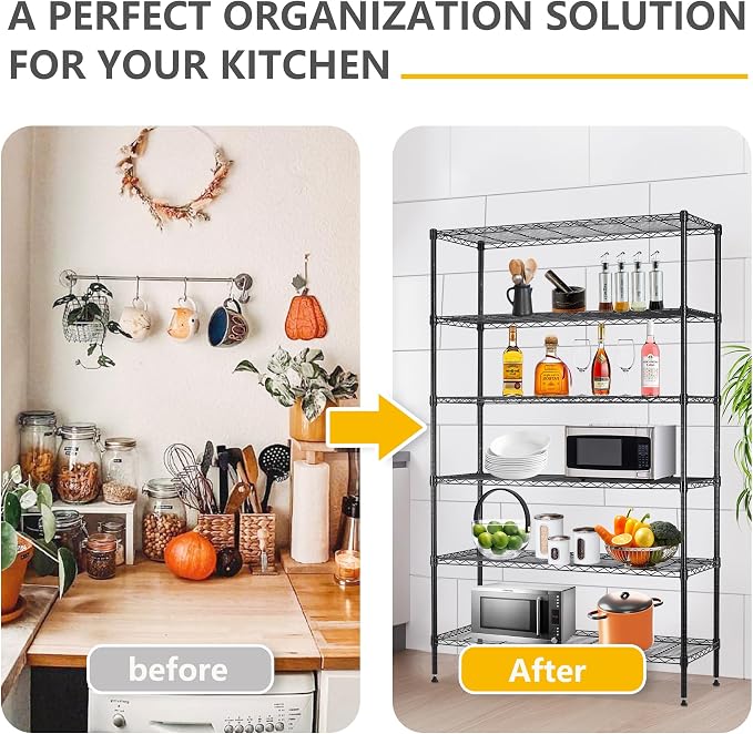 16''Lx42''Wx72''H 6 Shelf Wire Shelving Unit Heavy Duty Metal Storage Shelves - Image 7