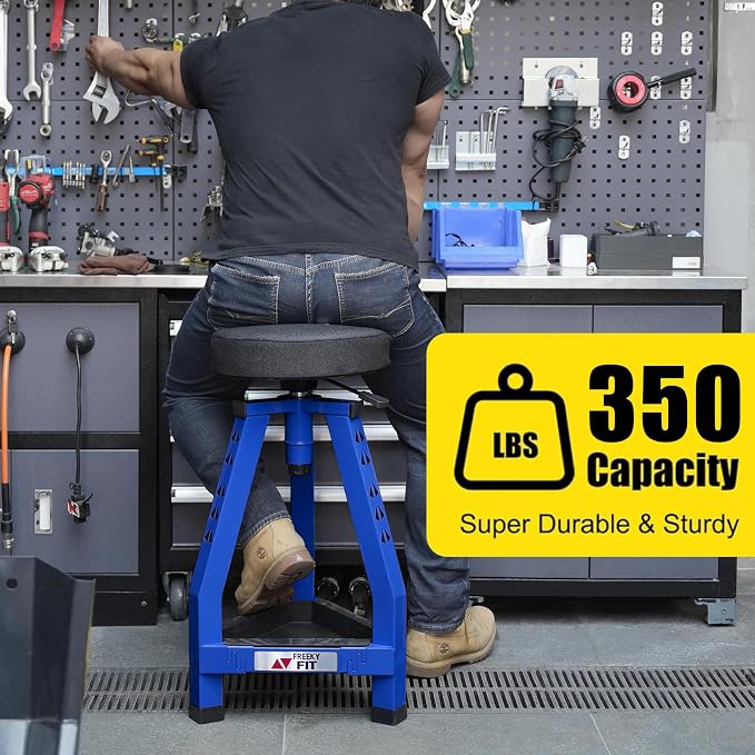 Adjustable Tall Shop Stool, Mechanics Garage Stool Chair, Work Metal Chair - Image 3