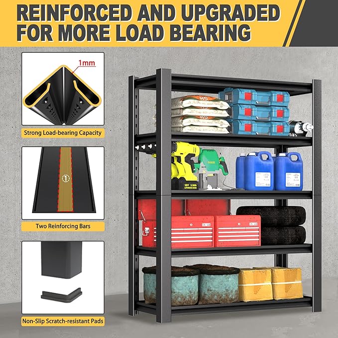 72" H x 48" W x 20" D 5-Tier Heavy Duty Garage Shelving Unit, 3000 LBS Capacity - Image 3