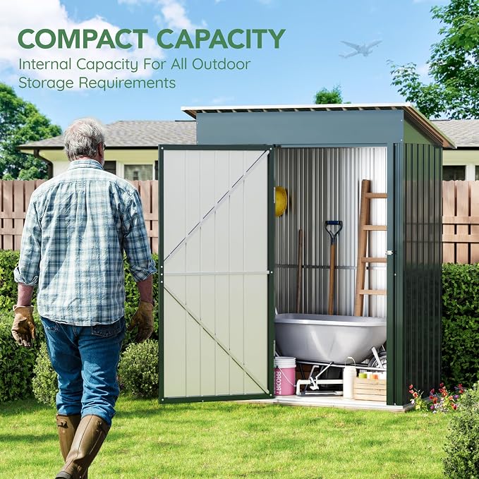 5X3X6.1FT Outdoor Steel Storage Shed - Image 2