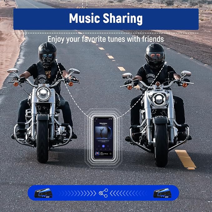 LEXIN B4FM Motorcycle Bluetooth Headset, 10 Riders Helmet Bluetooth Intercom - Image 4