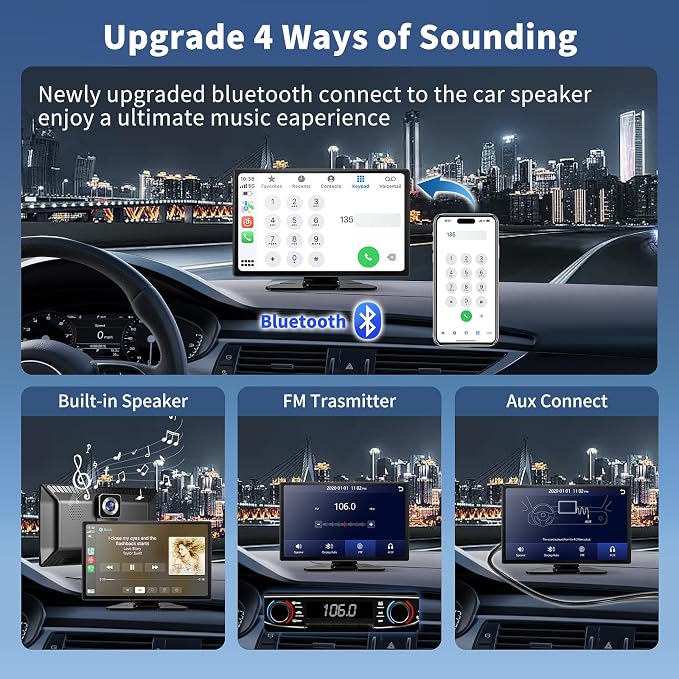 Carplay Screen for Car, 1080P Backup Camera, Car Stereo for Carplay & Android - Image 6